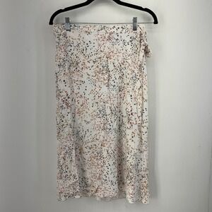 Urban Romantic Womens Large Faux Wrap Midi Skirt Boho Earthy Dainty Stretch